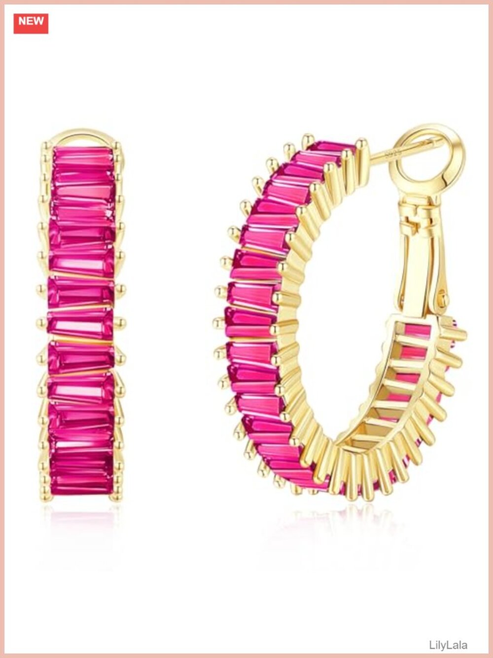 14K Gold Plated Cubic Zirconia Hoop Earrings French Wire Lightweight